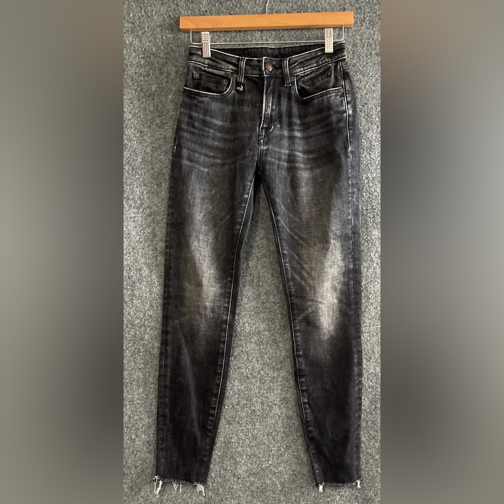 R13 Women’s 24 Jeans Alison Skinny Frayed Hem Black
